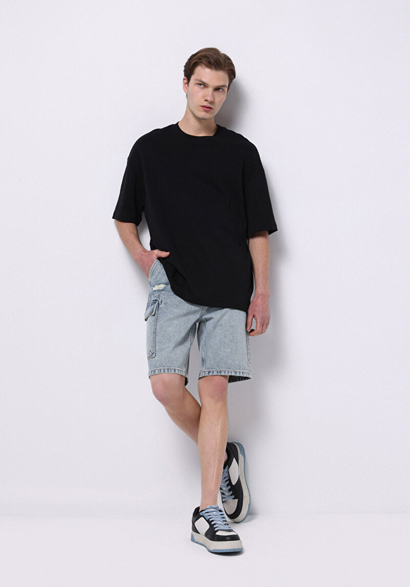 Imagine a Short / Pantaloni Scurti De Barbati Albastru Cargo Fit  Cl1074776