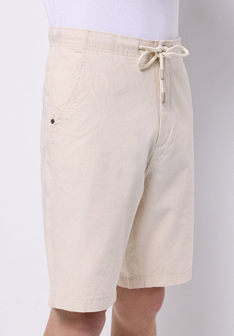 Imagine a Regular Fit Talie Medie Drept Bărbați Bej Jean Pantaloni Scurți