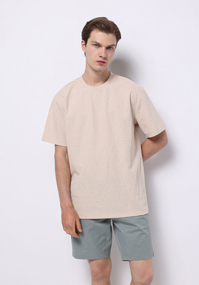 Imagine a Tricou Cu Maneca Scurta De Barbati Bej Comfort Fit  Cl1074855