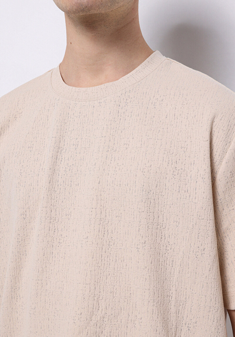 Imagine a Tricou Cu Maneca Scurta De Barbati Bej Comfort Fit  Cl1074855