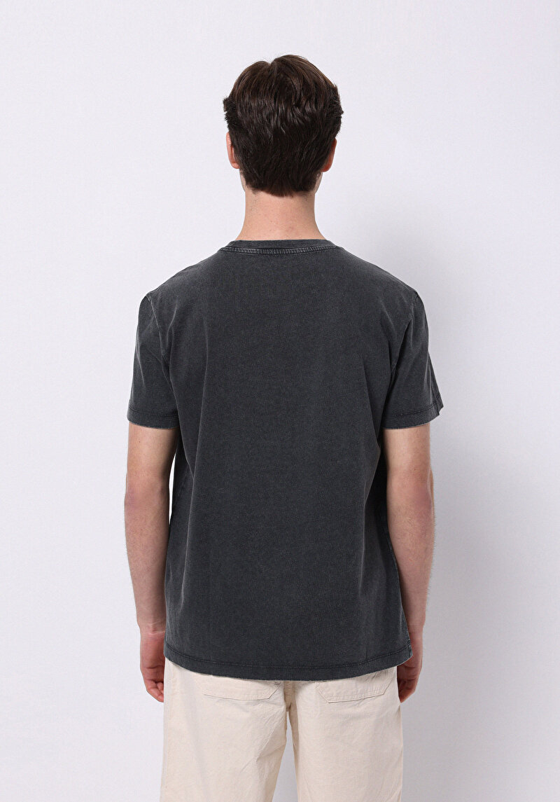 Imagine a Regular Fit Round Neck Drept Bărbați Antracit Tricou Cu Mânecă Scurtă