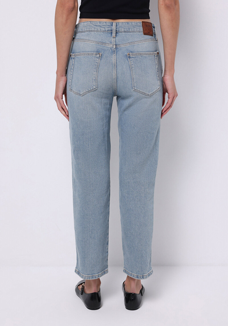 Imagine a Slim Fit Talie Mijlocie Țigară Picior Blugi Indigo Pentru Femei