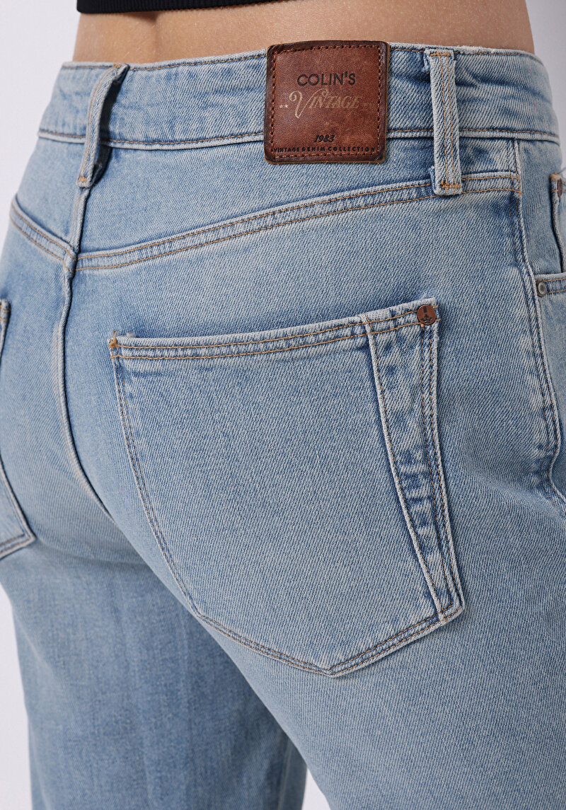 Afișați detalii pentru Slim Fit Talie Mijlocie Țigară Picior Blugi Indigo Pentru Femei