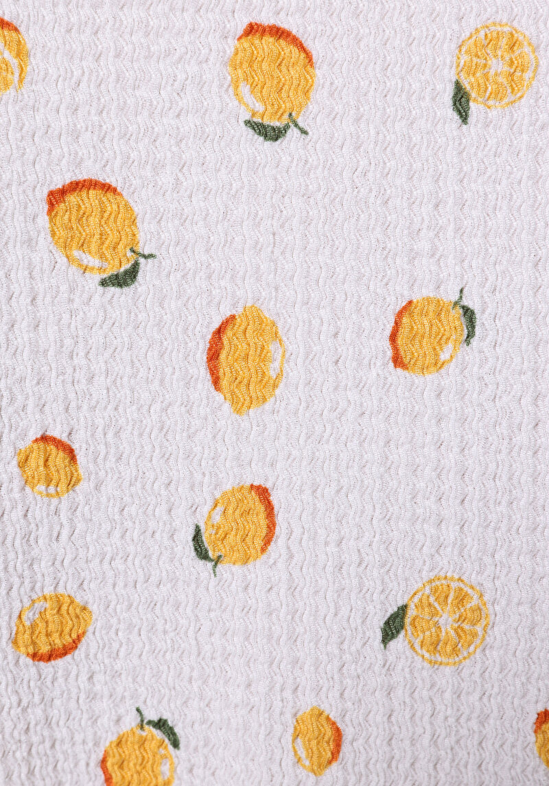 Imagine a Cămașă Slim Fit Imprimat Tricou Cu Mânecă Scurtă Ecru Pentru Femei