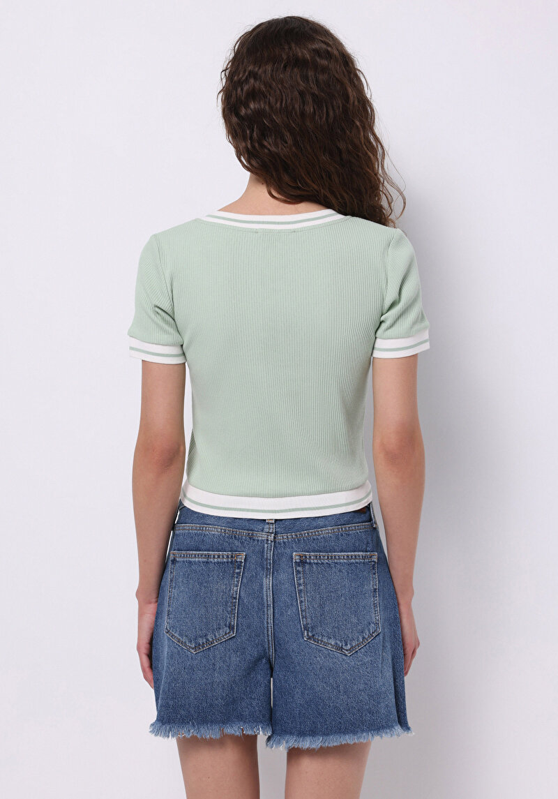 Afișați detalii pentru Pulover Cu Mâneci Scurte De Dama Verde Slim Fit  Cl1074589