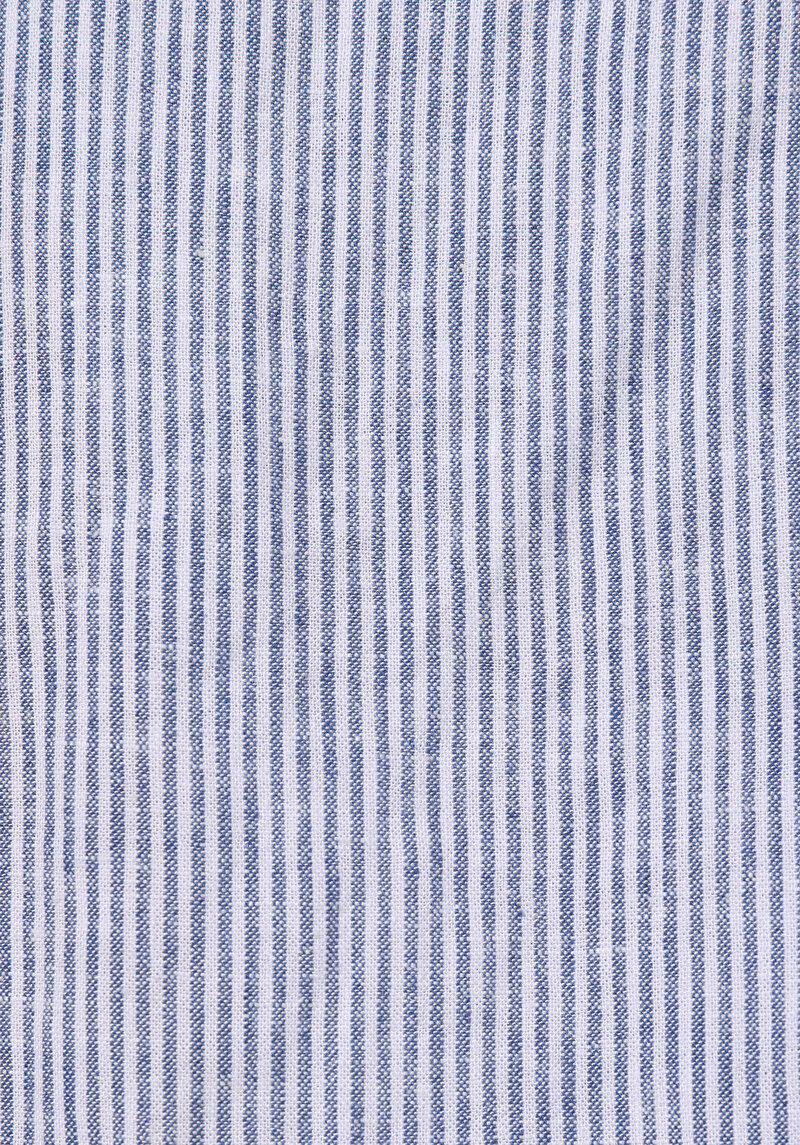 Imagine a Regular Fit Cămașă Albastră Fără Mâneci Cu Guler Rotund Cu Dungi Pentru Femei