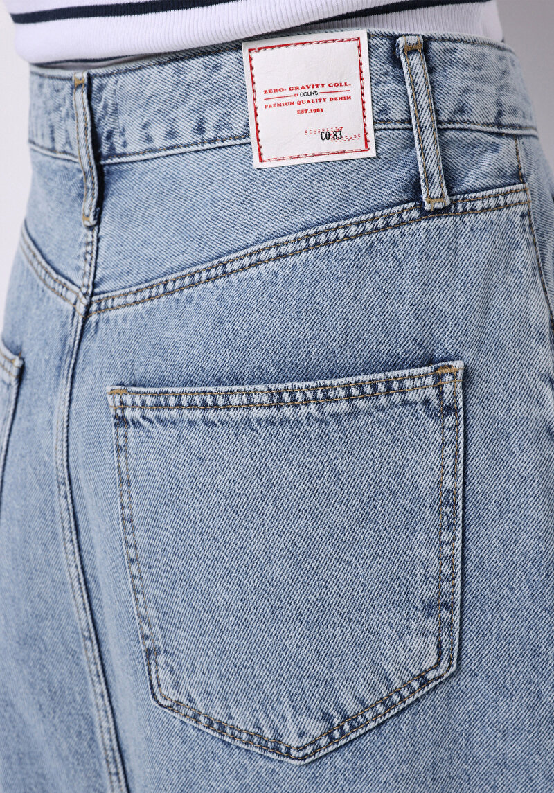 Afișați detalii pentru Slim Fit Drept Fermoar Fustă Albastru Deschis Pentru Femei