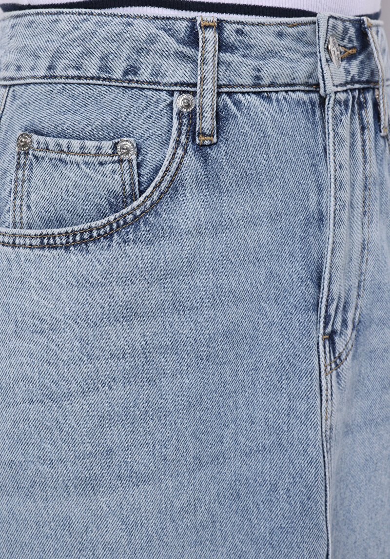 Afișați detalii pentru Slim Fit Drept Fermoar Fustă Albastru Deschis Pentru Femei