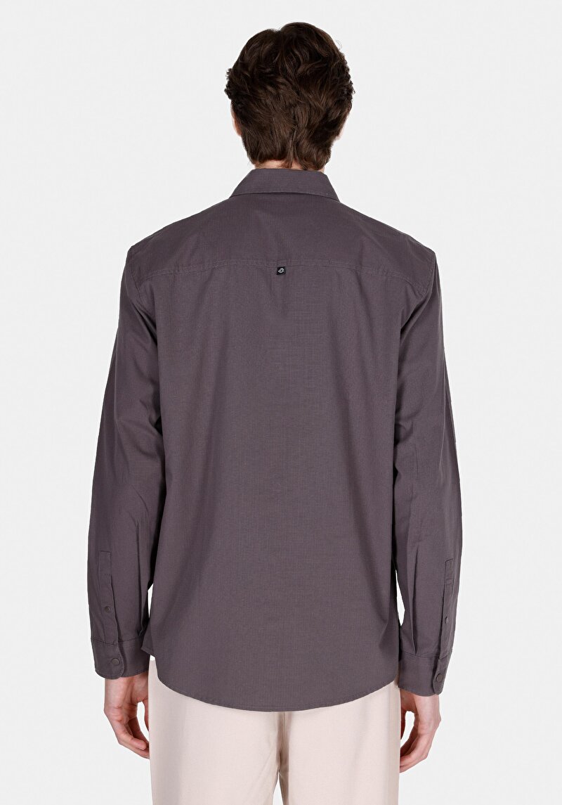 Imagine a Cămașă Regular Fit Cămașă Dreaptă Bărbați Gri Cămașă Cu Manșon Lung