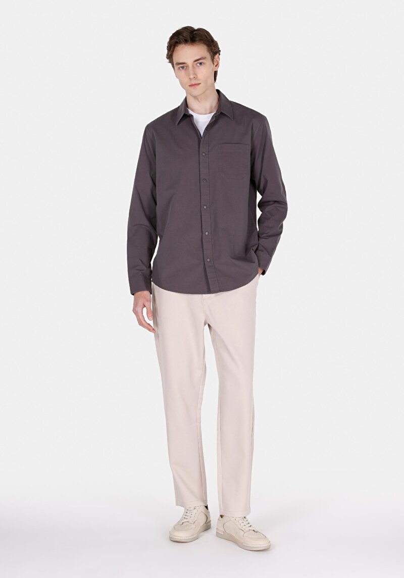 Imagine a Cămașă Regular Fit Cămașă Dreaptă Bărbați Gri Cămașă Cu Manșon Lung