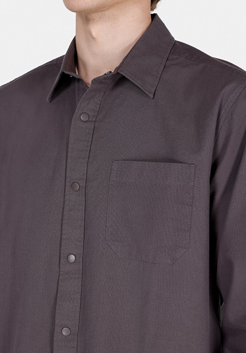 Imagine a Cămașă Regular Fit Cămașă Dreaptă Bărbați Gri Cămașă Cu Manșon Lung