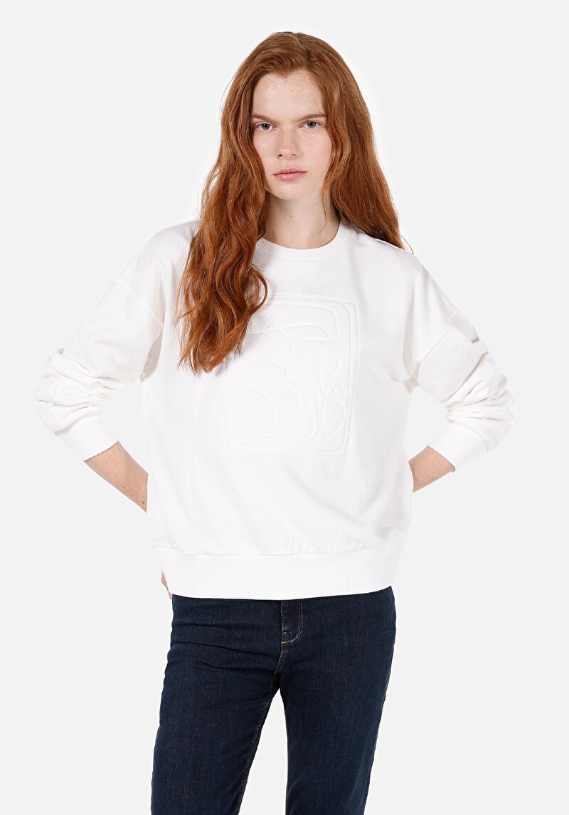 Imagine a Hanorac / Bluza De Dama Alb Regular Fit  Cl1072239