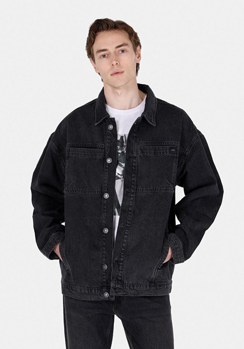 Imagine a Jacheta De Barbati Negru Oversize Fit  Cl1072342