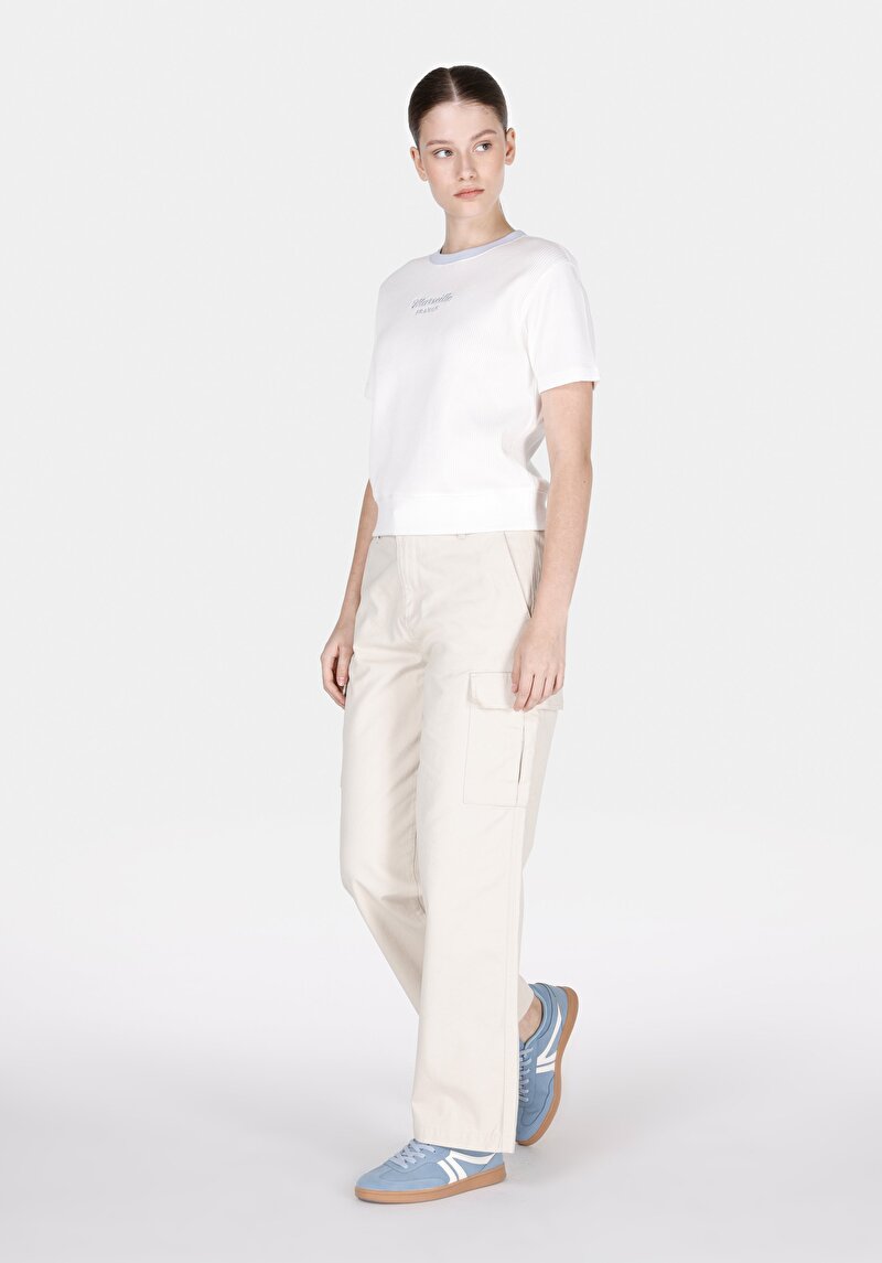 Afișați detalii pentru Pulover Cu Mâneci Scurte De Dama Alb Regular Fit  Cl1073165