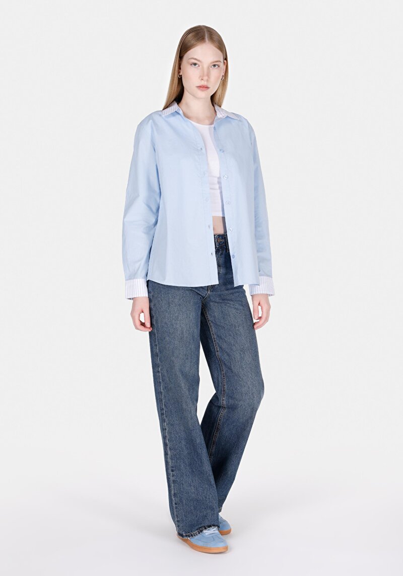 Imagine a Camasa Cu Maneca Lunga De Dama Albastru Regular Fit Cl1073300