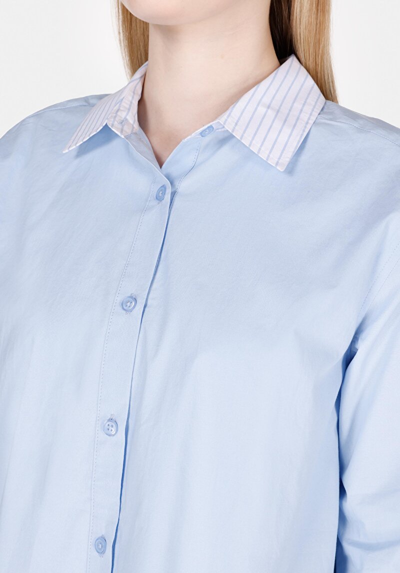 Imagine a Camasa Cu Maneca Lunga De Dama Albastru Regular Fit Cl1073300