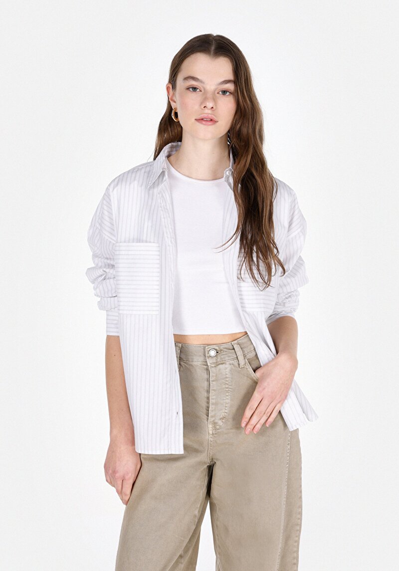 Imagine a Camasa Cu Maneca Lunga De Dama Alb Regular Fit Cl1073325