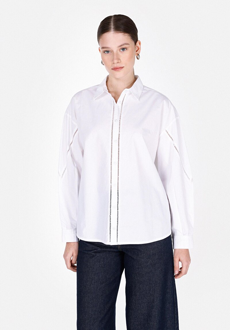 Imagine a Camasa Cu Maneca Lunga De Dama Alb Regular Fit  Cl1073690