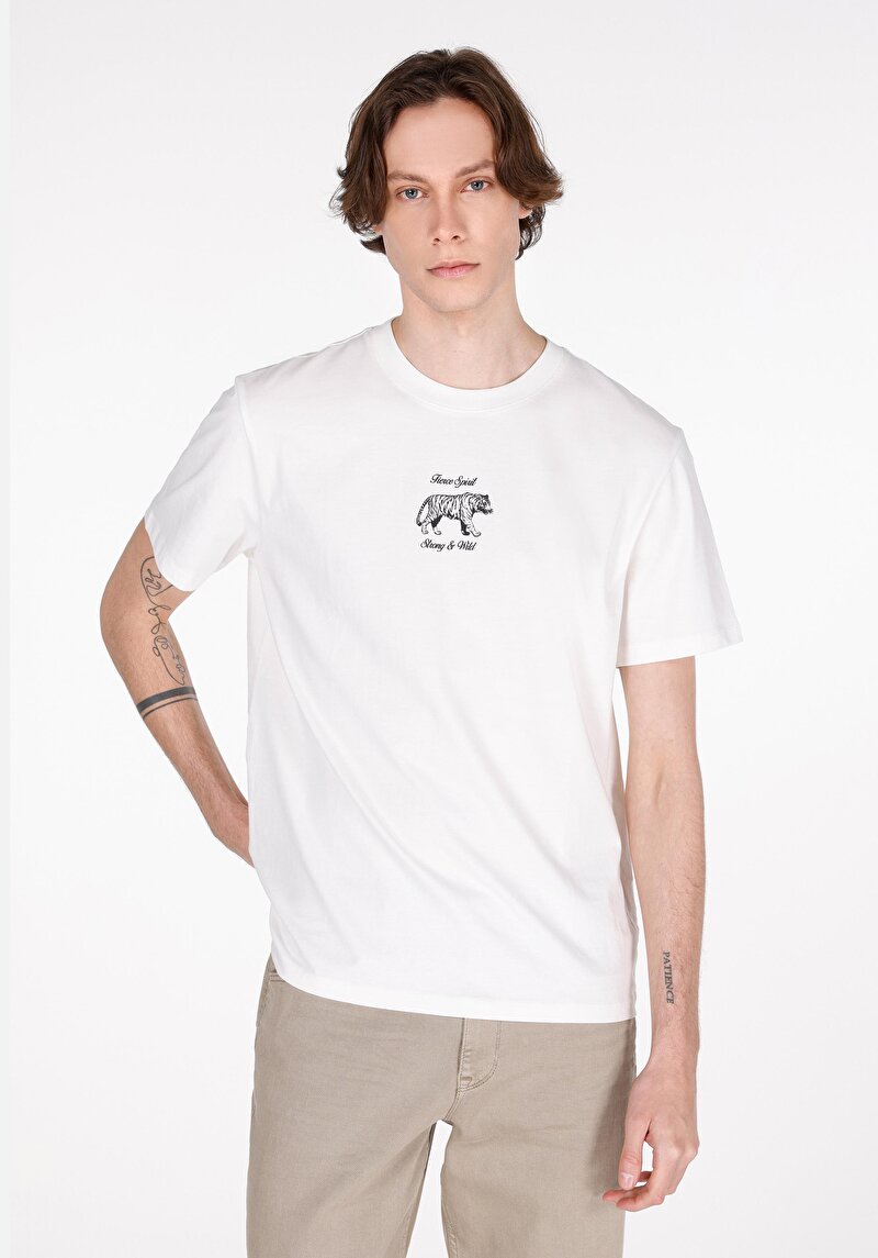 Imagine a Tricou Cu Maneca Scurta De Barbati Alb Comfort Fit  Cl1074048