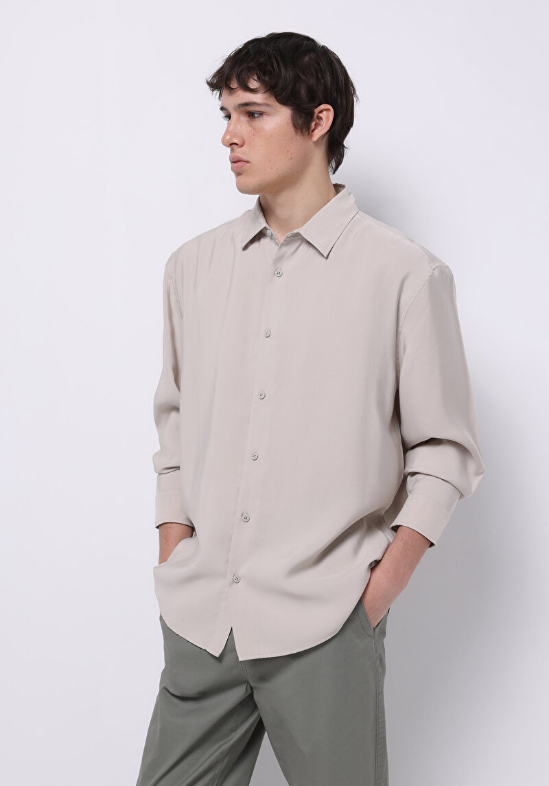 Imagine a Camasa Cu Maneca Lunga De Barbati Bej Comfort Fit Cl1074507