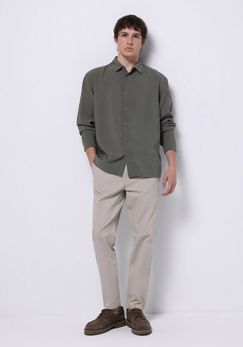 Imagine a Camasa Cu Maneca Lunga De Barbati Kaki Comfort Fit Cl1074507