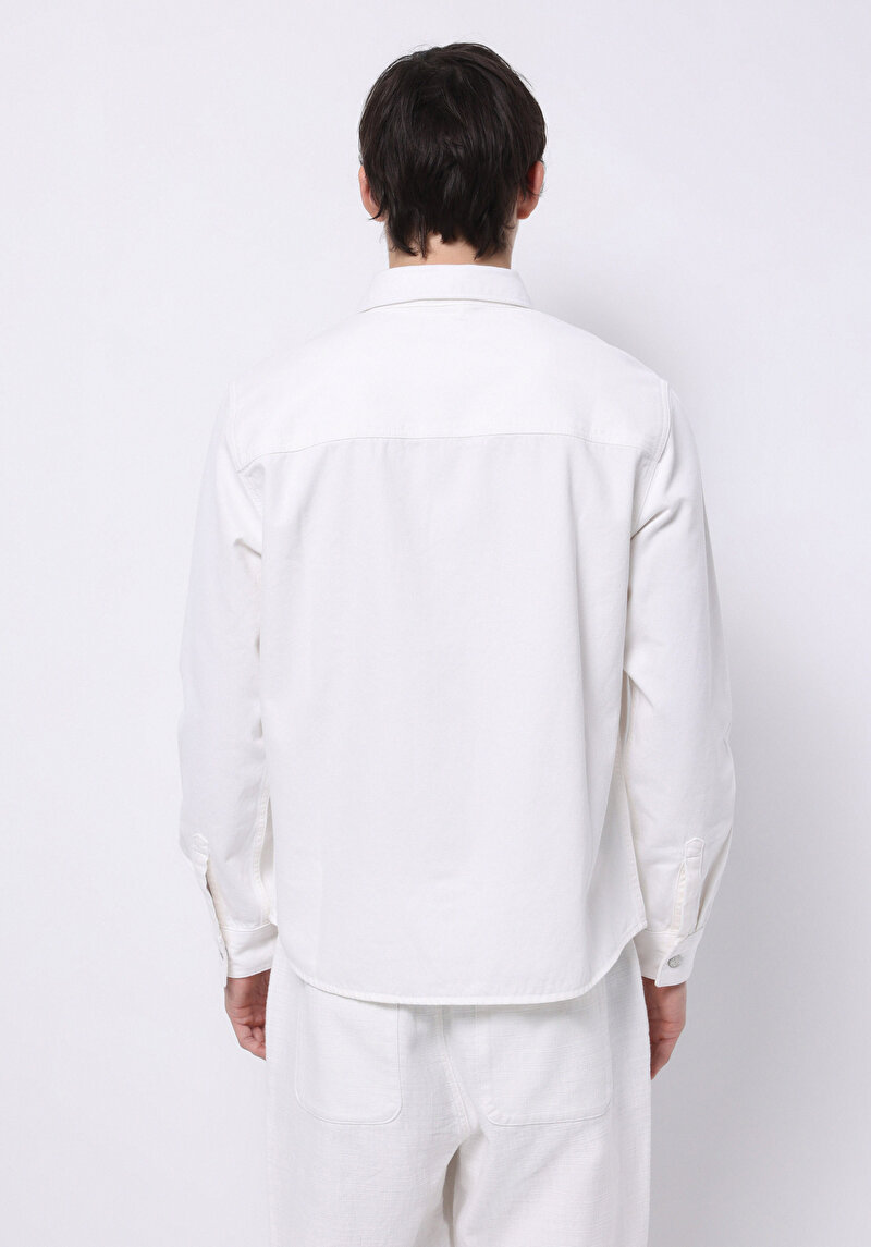 Afișați detalii pentru Regular Fit Classic Collar Drept Cămașă Cu Mânecă Lungă Bej Pentru Bărbați