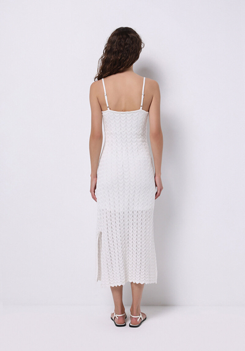 Imagine a Rochie Albă Cu Bretele Pentru Femei Slim Fit