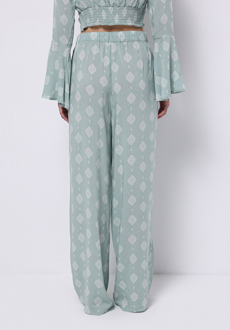 Afișați detalii pentru Regular Fit Talie Ascendentă Picior Larg Pantaloni Verzi Pentru Femei