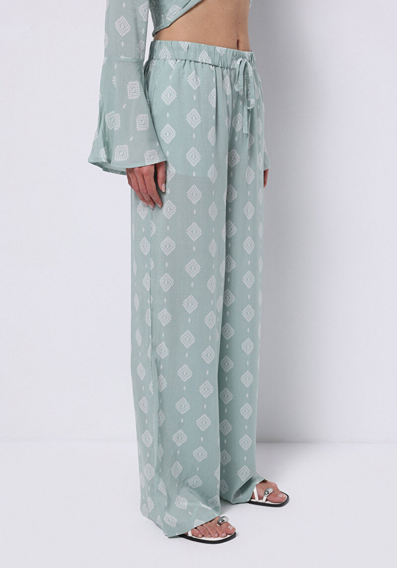 Afișați detalii pentru Regular Fit Talie Ascendentă Picior Larg Pantaloni Verzi Pentru Femei