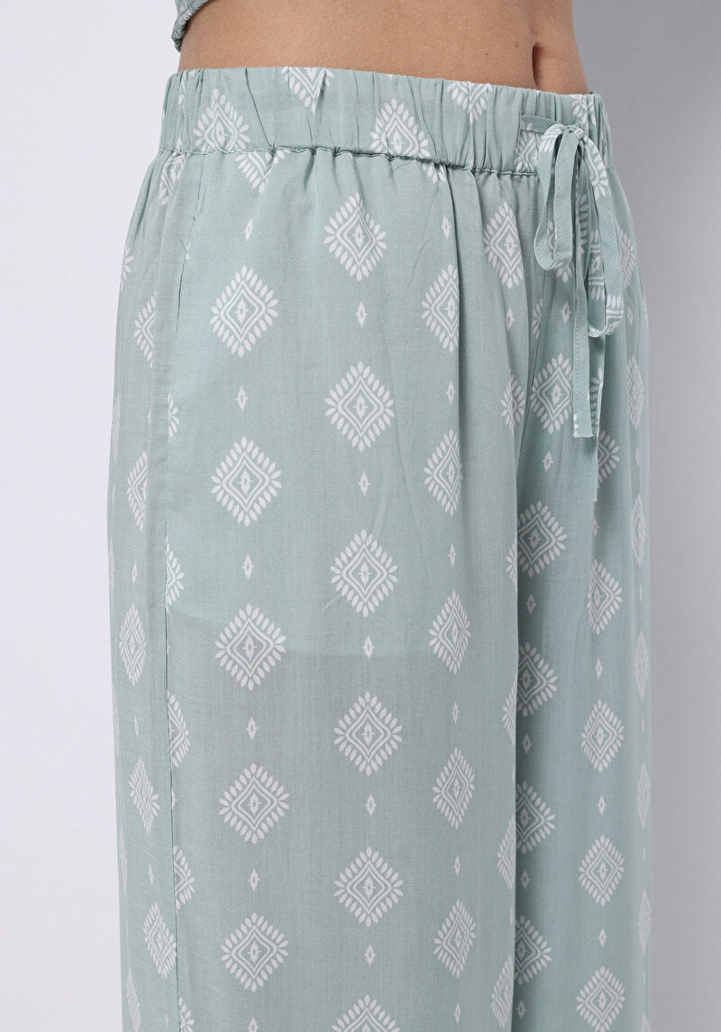 Afișați detalii pentru Regular Fit Talie Ascendentă Picior Larg Pantaloni Verzi Pentru Femei