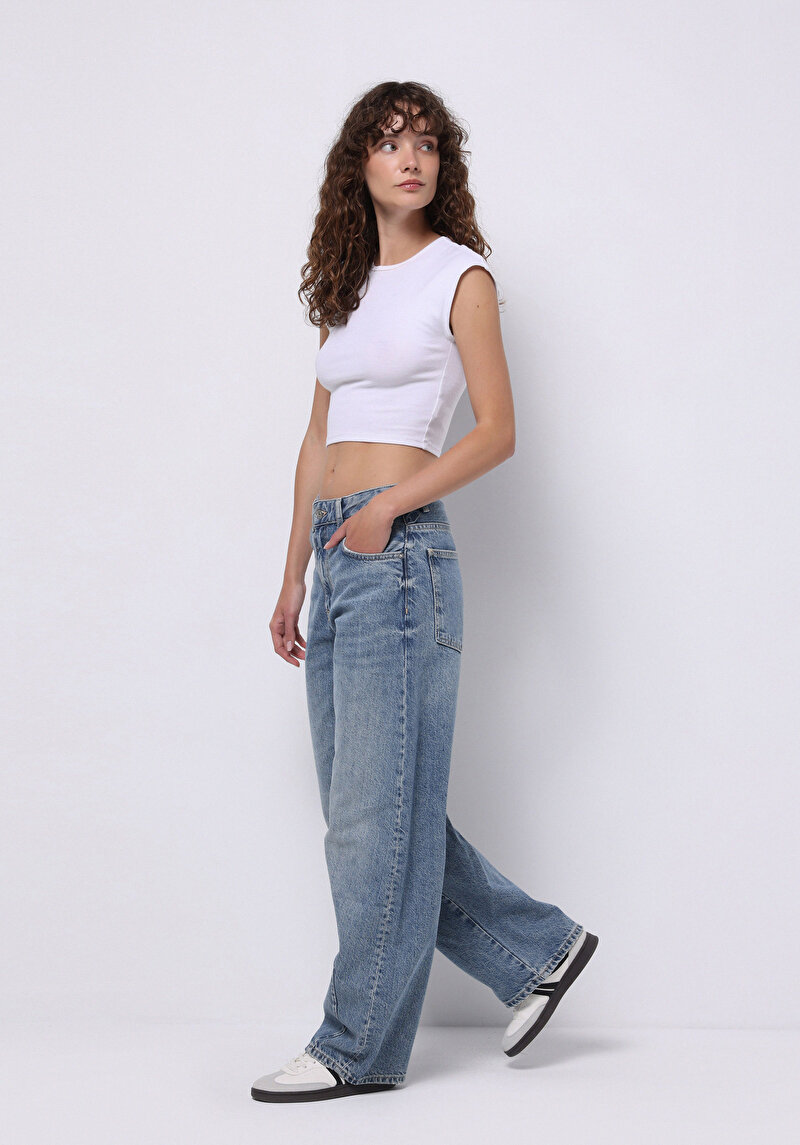 Afișați detalii pentru Blugi Baggy Fit Indigo Pentru Femei