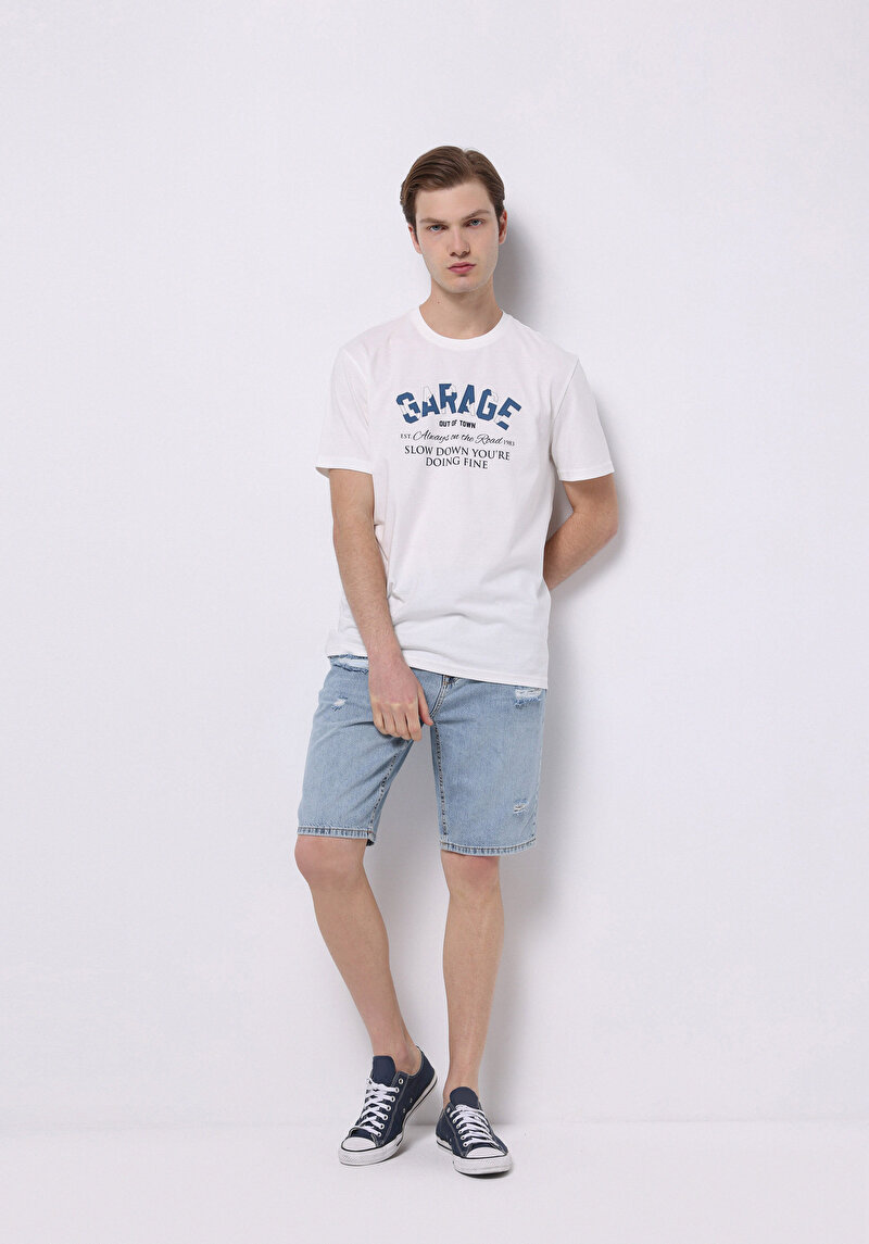 Imagine a Regular Fit Talie Medie Drept Bărbați Indigo Jean Pantaloni Scurți