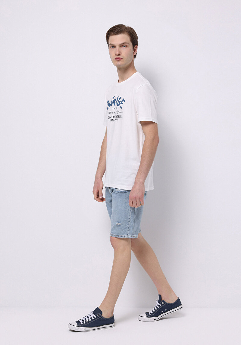 Imagine a Regular Fit Talie Medie Drept Bărbați Indigo Jean Pantaloni Scurți
