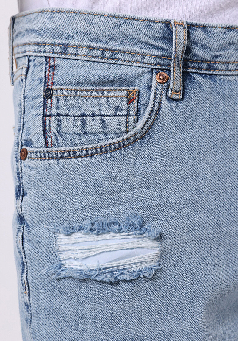 Imagine a Regular Fit Talie Medie Drept Bărbați Indigo Jean Pantaloni Scurți