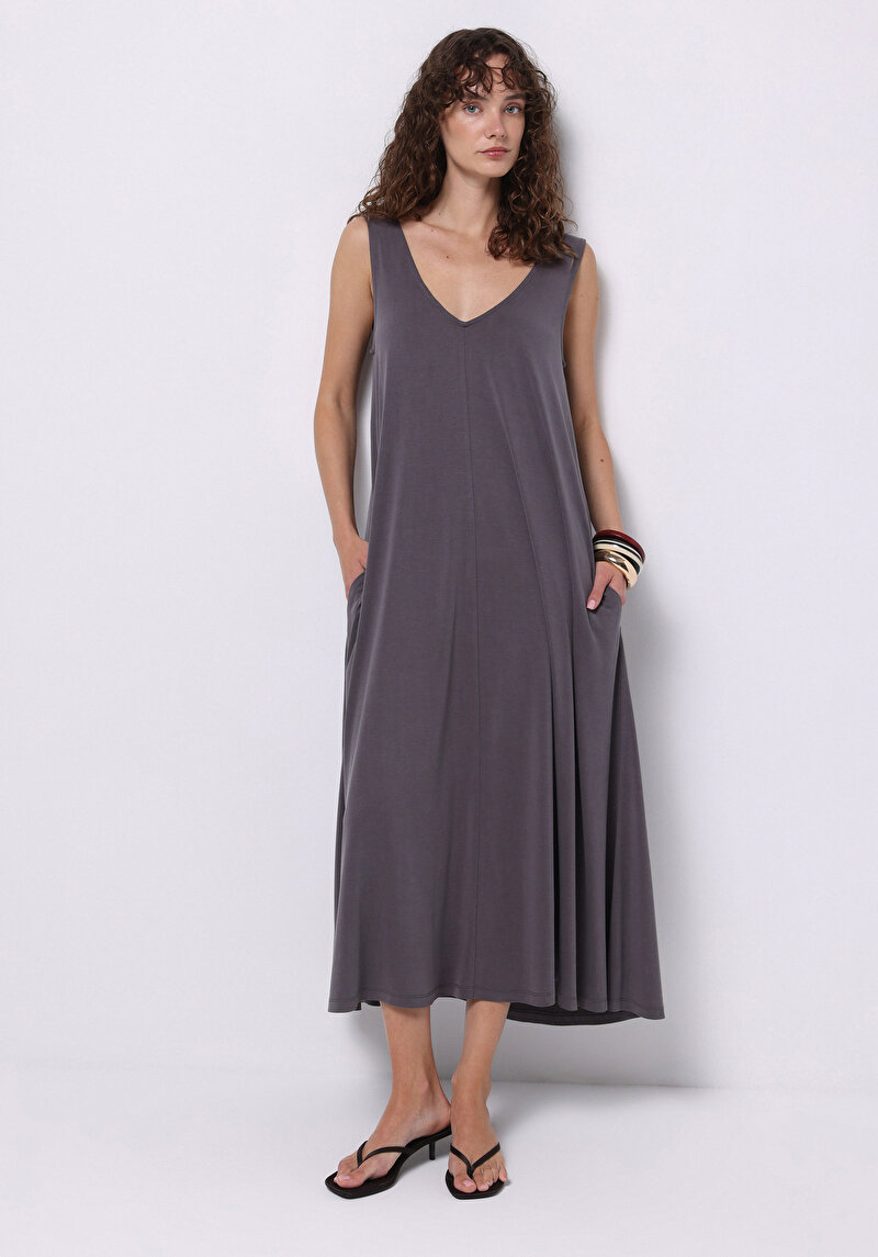 Imagine a Rochie Cu Bretele Antracit Pentru Femei Comfort Fit