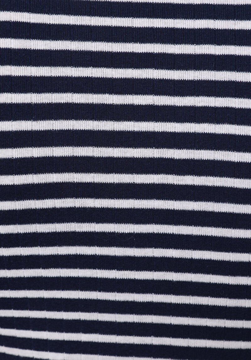 Imagine a Slim Fit Round Neck Striped Tricou Cu Mânecă Scurtă Pentru Femei Bleumarin
