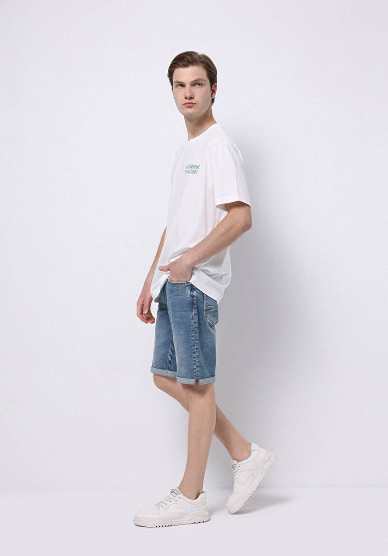 Afișați detalii pentru Short / Pantaloni Scurti De Barbati Denim Straight Fit  Cl1074439