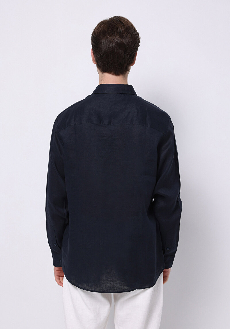 Imagine a Camasa Cu Maneca Lunga De Barbati Albastru Marin Regular Fit Cl1074493