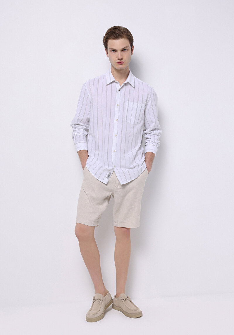 Imagine a Camasa Cu Maneca Lunga De Barbati Alb Regular Fit Cl1074499