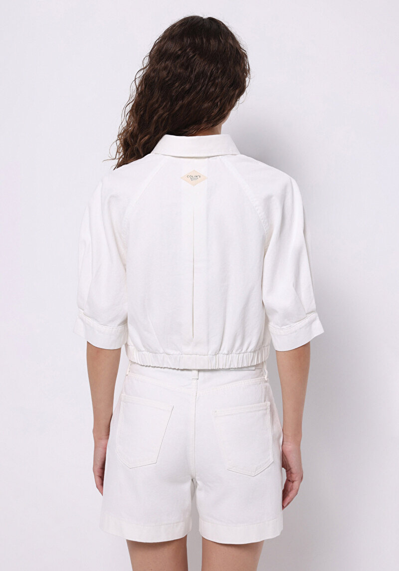 Imagine a Oversize Fit Fără Nasturi Fără Căptușeală Jachetă Albă Pentru Femei