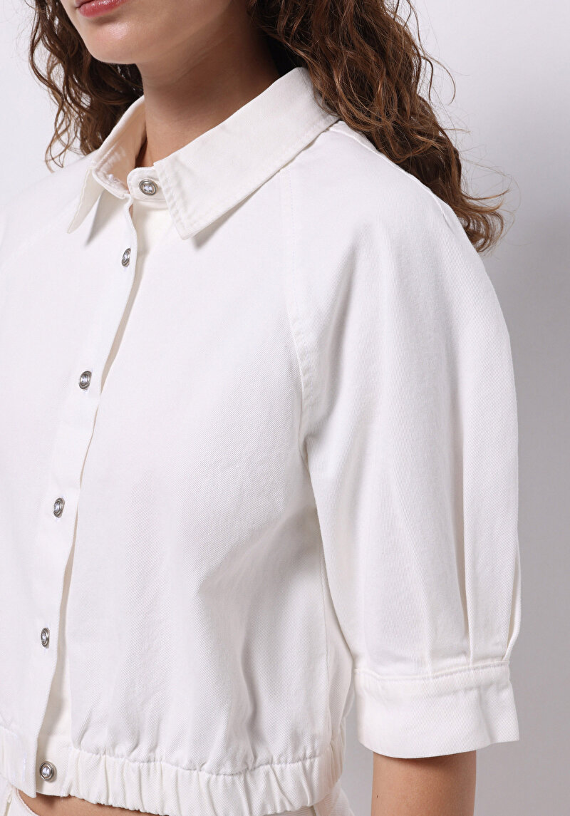 Imagine a Oversize Fit Fără Nasturi Fără Căptușeală Jachetă Albă Pentru Femei