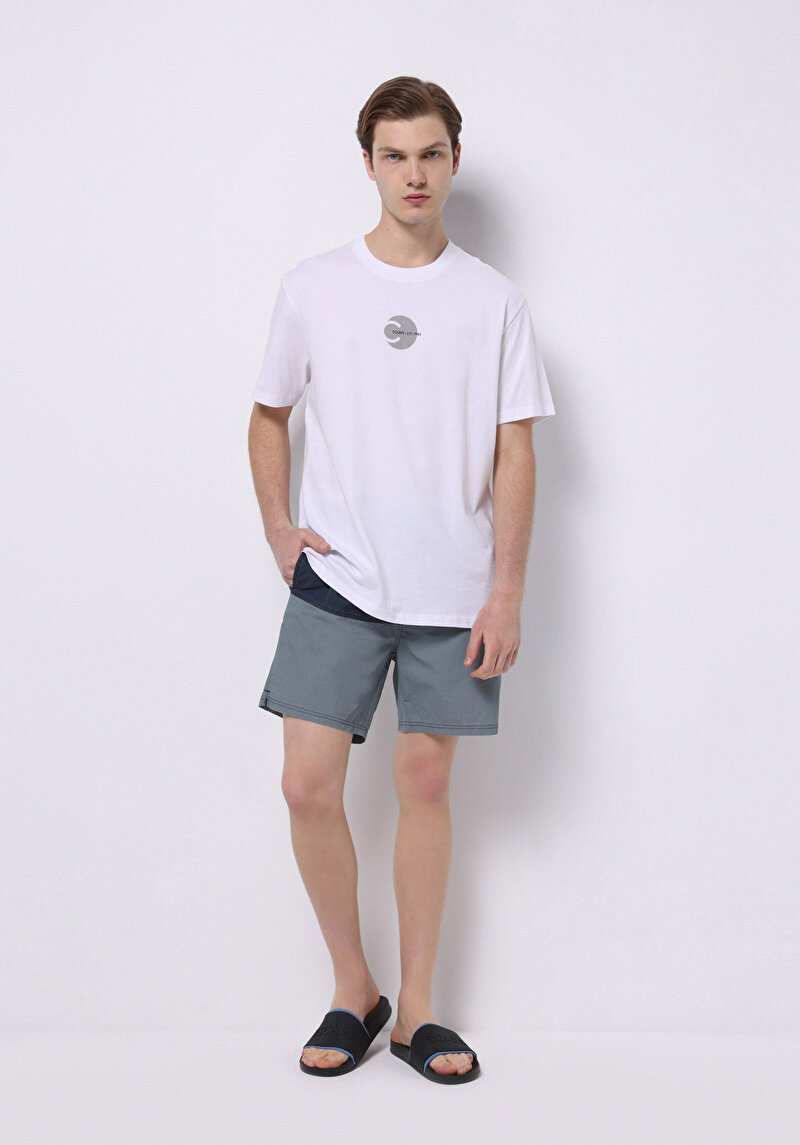 Imagine a Pantaloni Scurți De Baie Albaștri Pentru Bărbați Slim Fit Printed
