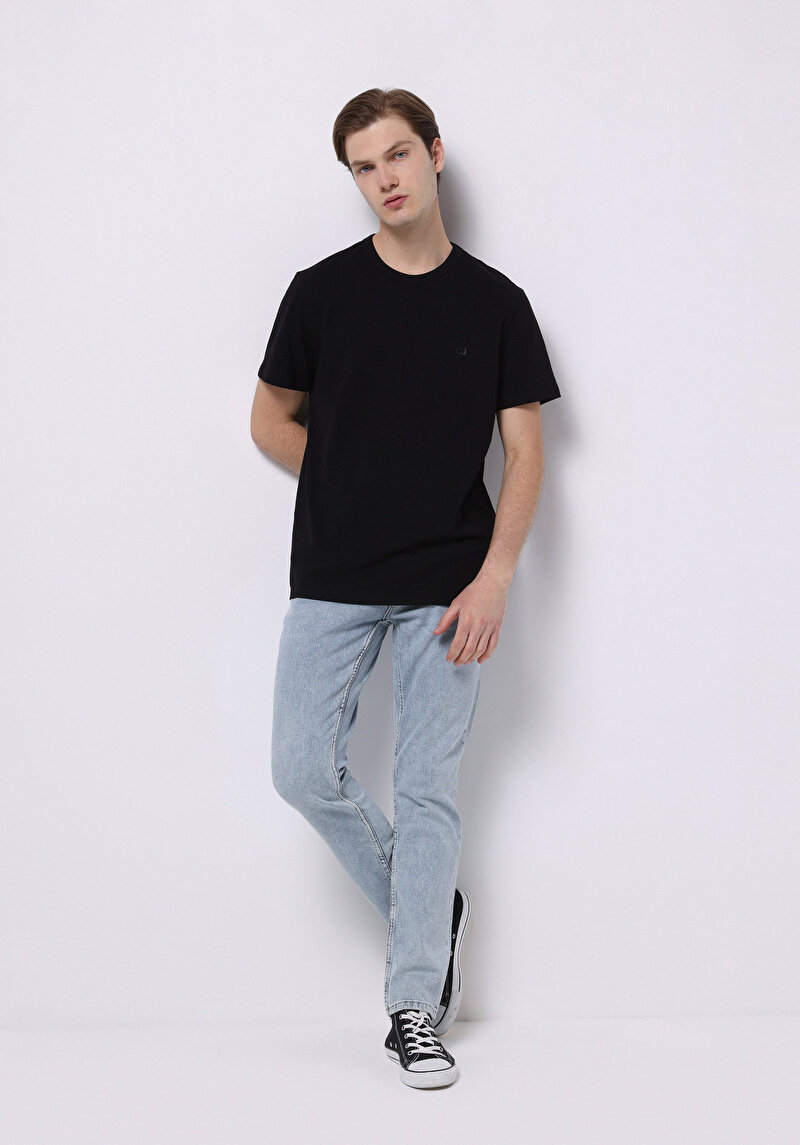 Imagine a Blugi İndigo Pentru Bărbați Cu Talie Dreaptă Cu Talie Dreaptă