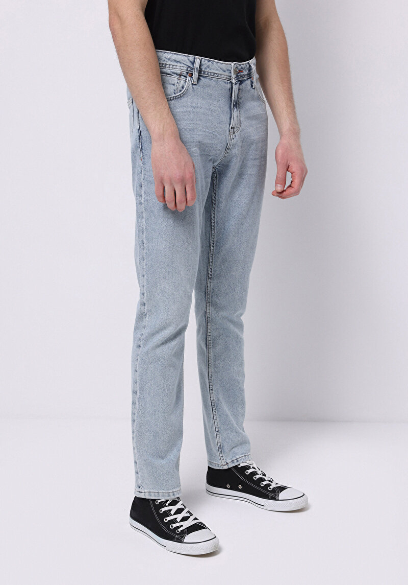 Afișați detalii pentru Blugi İndigo Pentru Bărbați Cu Talie Dreaptă Cu Talie Dreaptă