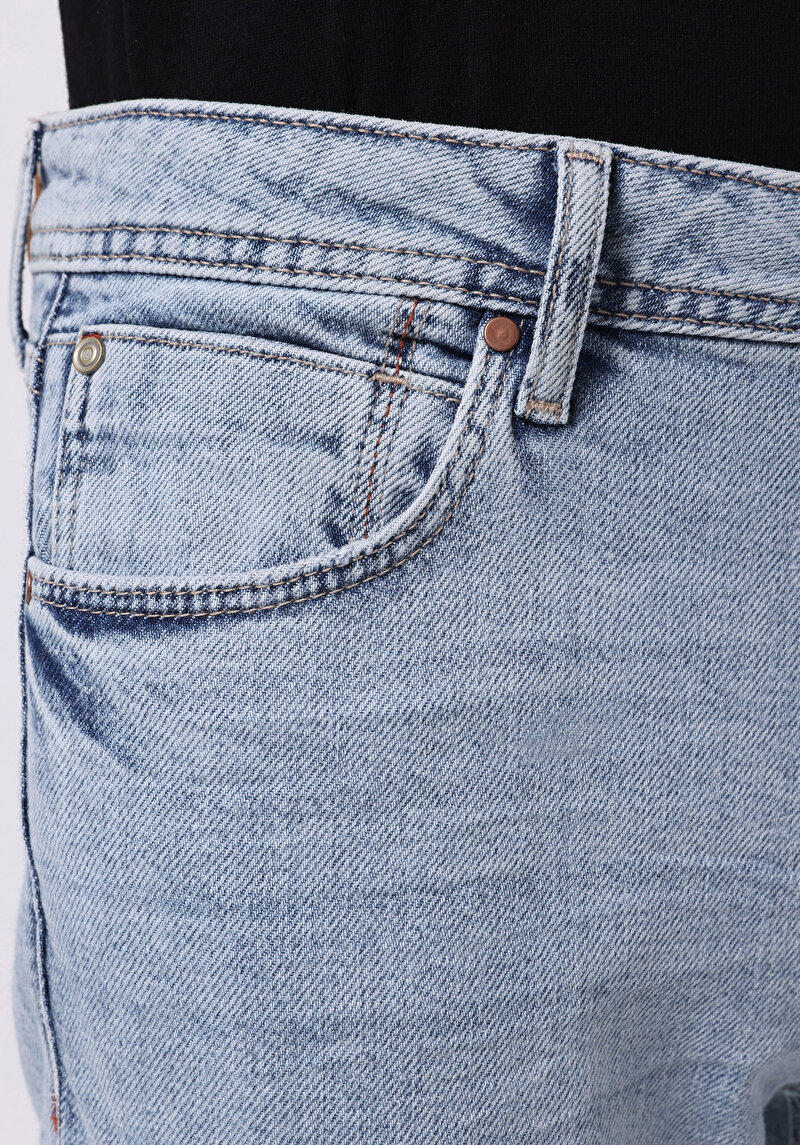 Afișați detalii pentru Blugi İndigo Pentru Bărbați Cu Talie Dreaptă Cu Talie Dreaptă