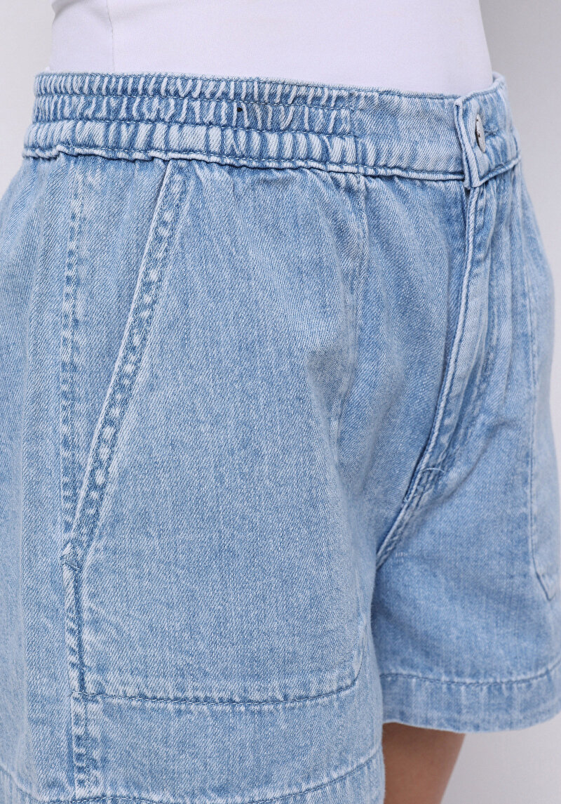 Imagine a Regular Fit Talie Medie Drept Pantaloni Scurți De Jean İndigo Pentru Femei