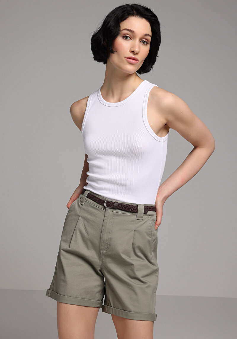 Imagine a Short / Pantaloni Scurti De Dama Kaki Slim Fit  Cl1074658