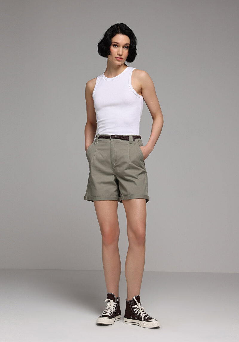 Imagine a Short / Pantaloni Scurti De Dama Kaki Slim Fit  Cl1074658