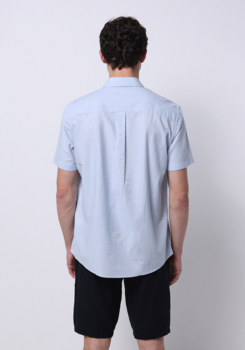 Afișați detalii pentru Camasa Cu Maneca Scurta De Barbati Albastru Regular Fit  Cl1074069