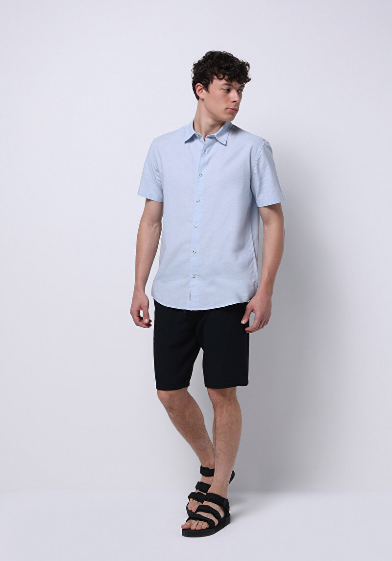 Afișați detalii pentru Camasa Cu Maneca Scurta De Barbati Albastru Regular Fit  Cl1074069